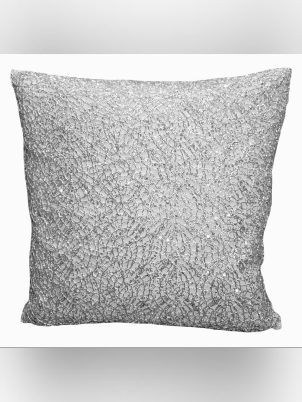 Thro Marlo Lorenz Silver Sequin Lace Beaded Gray Throw Pillow 19x19 Feather